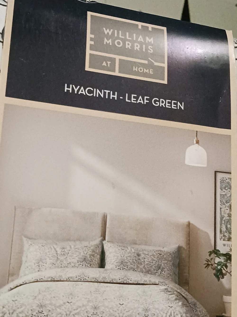 William Morris At Home Floral Queen Duvet Cover & 2 Shams Hyacinth Leaf Green